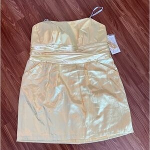 David's Bridal Canary Bridesmaids Dress